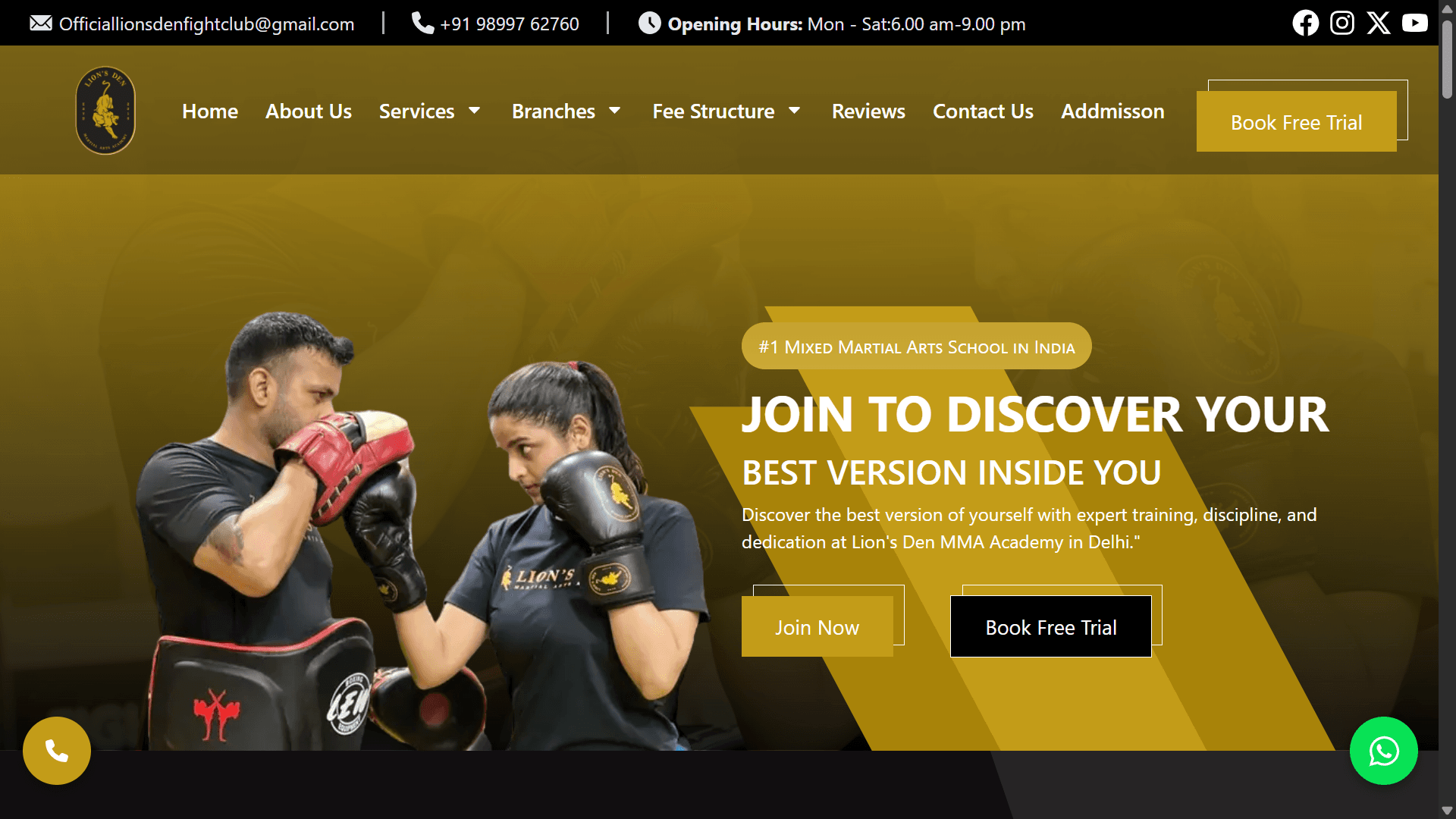 Lion’s Den MMA – Booking System